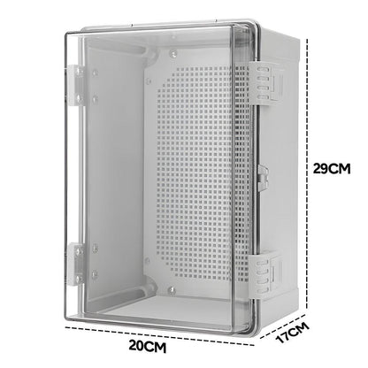 Electrical ABS Junction Box IP66 Waterproof Electrical Enclosure with Clear Hinged Cover and Mounting Plate for Electrical Project 30x20x17cm.