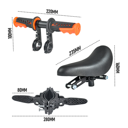 3 In 1 Kids Bike Mounted Front Seat Detachable With Handlebar Foot Pedal Bicycle Seat for Children 1-8 Years Compatible with All Adult Mountain Bikes.