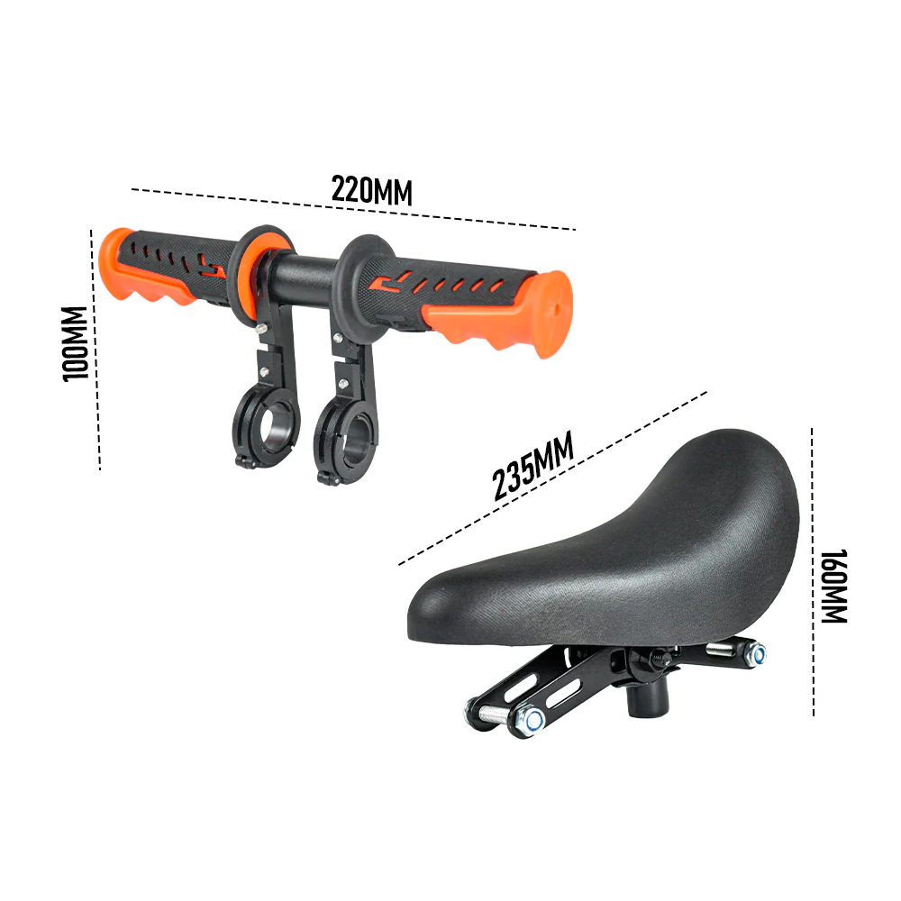 3 In 1 Kids Bike Mounted Front Seat Detachable With Handlebar Foot Pedal Bicycle Seat for Children 1-8 Years Compatible with All Adult Mountain Bikes.