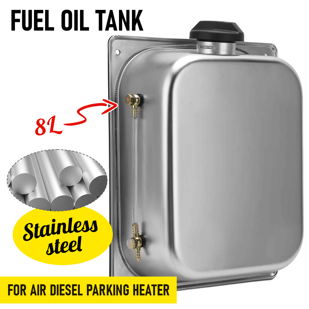8L Petrol Fuel Tank Stainless Steel Diesel Fuel Tank Portable Diesel Container Backup Petrol Storage Tank For Truck Van External Fuel Tank.