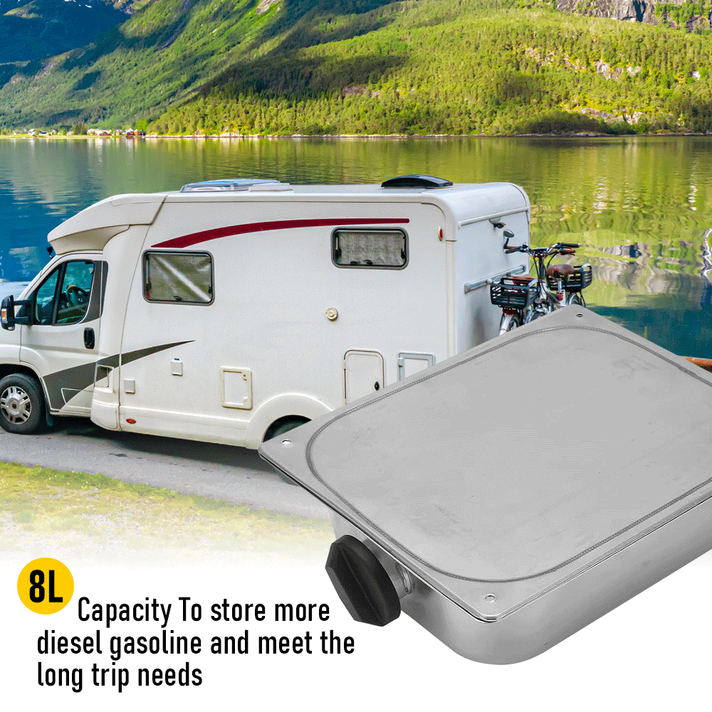 8L Petrol Fuel Tank Stainless Steel Diesel Fuel Tank Portable Diesel Container Backup Petrol Storage Tank For Truck Van External Fuel Tank.