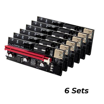 PCIe 1X-16X Riser Extender Kit for Aussie Crypto Miners Gold-Plated Zero Signal Loss 6-Pack Mining Rig with 60cm USB3 Cables Fixed Buckle Stable Power.