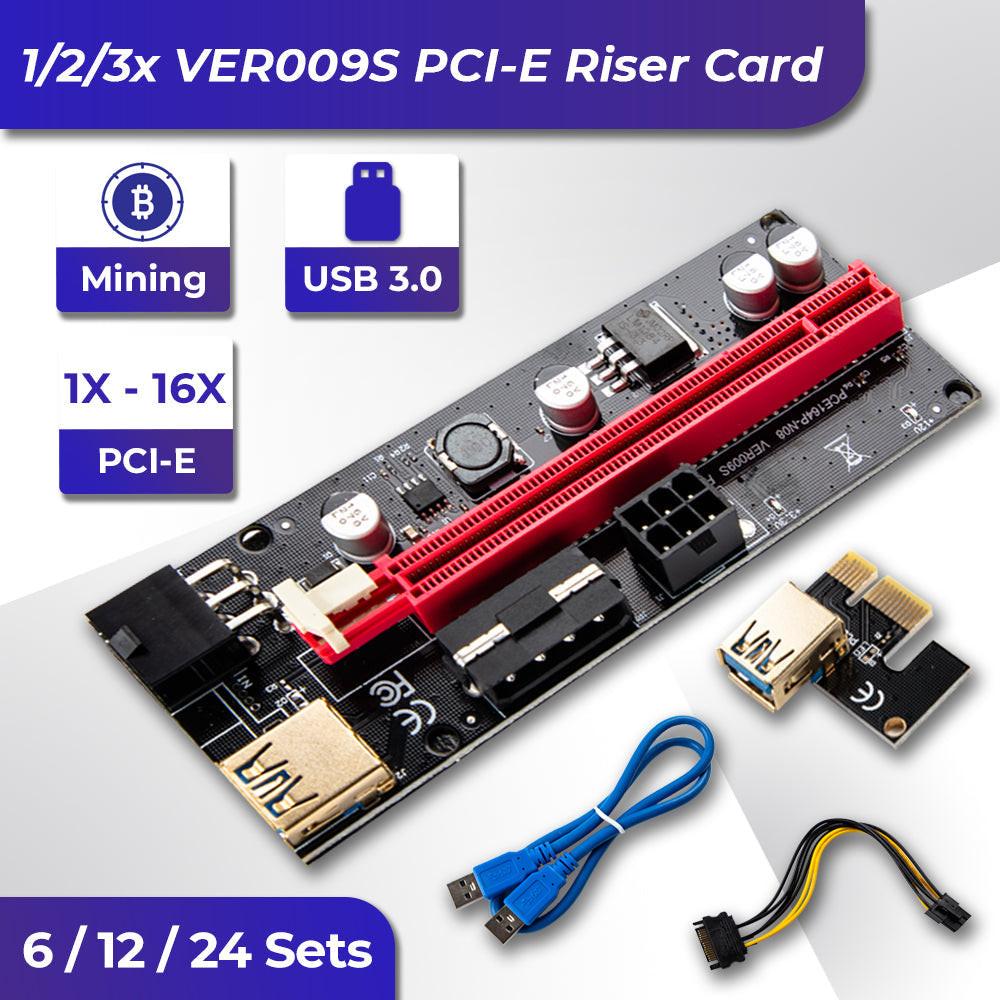 PCIe 1X-16X Riser Extender Kit for Aussie Crypto Miners Gold-Plated Zero Signal Loss 6-Pack Mining Rig with 60cm USB3 Cables Fixed Buckle Stable Power.