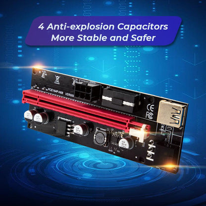 PCIe 1X-16X Riser Extender Kit for Aussie Crypto Miners Gold-Plated Zero Signal Loss 6-Pack Mining Rig with 60cm USB3 Cables Fixed Buckle Stable Power.