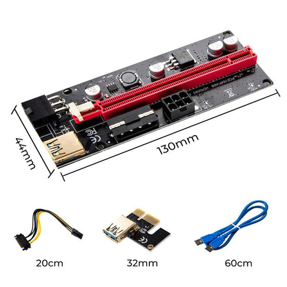 PCIe 1X-16X Riser Extender Kit for Aussie Crypto Miners Gold-Plated Zero Signal Loss 6-Pack Mining Rig with 60cm USB3 Cables Fixed Buckle Stable Power.