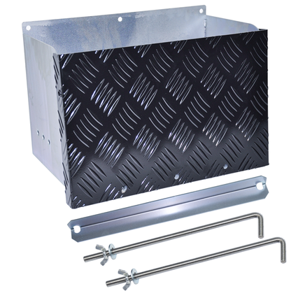 Battery Box Set Sturdy Galvanized Trailer Caravan Boat Spare Part with Lid and Hole for Secure Suits battery up to 160mm deep x 350mm wide Height 250mm.