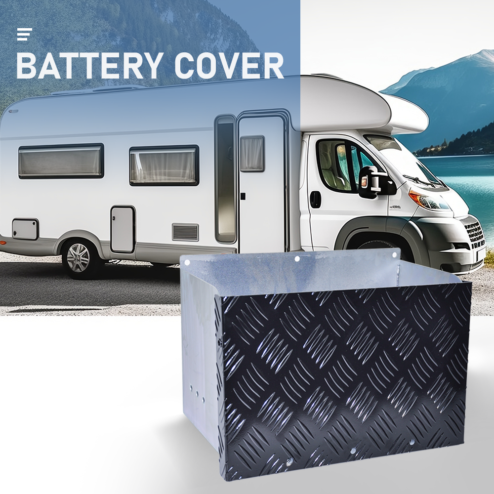 Battery Box Set Sturdy Galvanized Trailer Caravan Boat Spare Part with Lid and Hole for Secure Suits battery up to 160mm deep x 350mm wide Height 250mm.