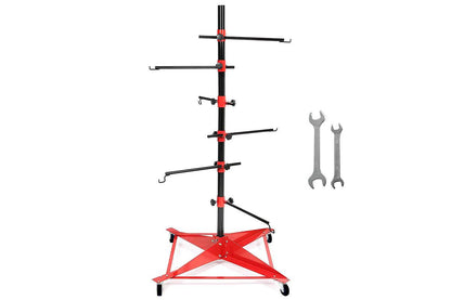 Universal Auto Paint Stand Panel Tree Paint Rotating Stand Center Post Hang Paint Spray with 4 Wheels and 6 Hooks for Automotive Doors Fenders Bumpers.