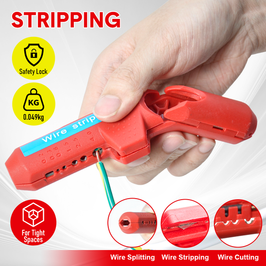 Wire Stripper Ergonomic Curved Handle Cable Stripping Splitting Cut Tool Wide Stripping Ranges Hand Tool with 6 Size Planer Holes for Electrical.