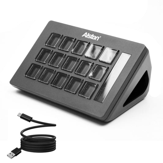 Studio Controller Keyboard Stream Controller Customizable Deck with 15 Shortcut Keys for Multi Applications Triggered in PC for Streaming Studio Work Game.