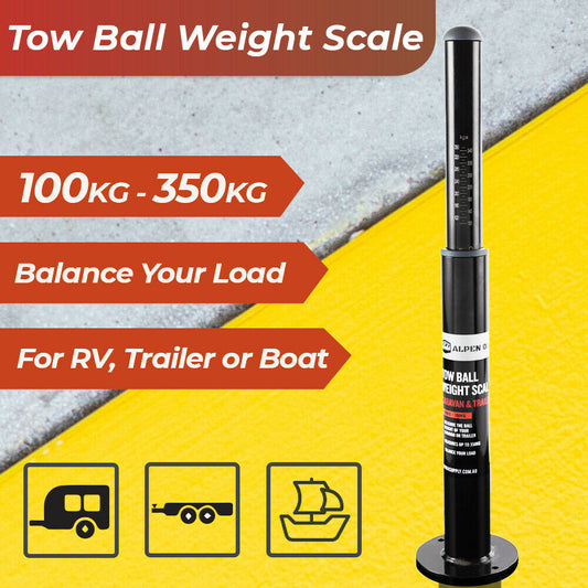 Alpen Outdoor Tow Ball Weight Scale Tongue Weight Scale Gauge Weight Check With Indicator For Safe Towing of Caravan Trailer RV Boat 100kg-350kg.