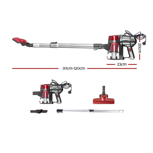 Devanti Stick Vacuum Cleaner Handheld Corded 450W Red.