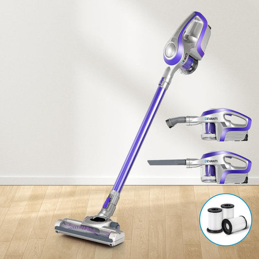Devanti Stick Vacuum Cleaner Cordless HEPA Filter Purple 150W.