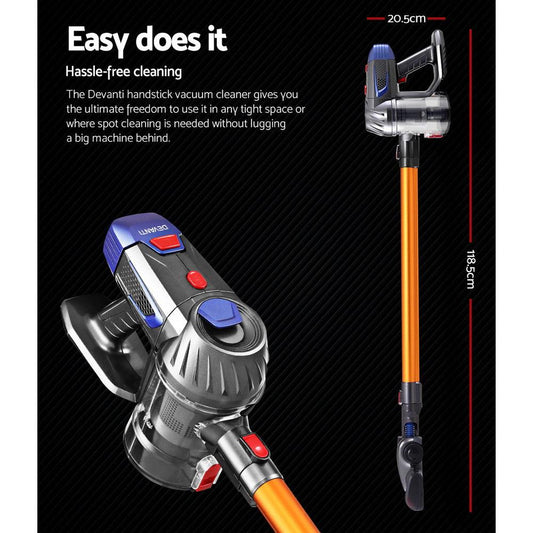 Devanti Stick Vacuum Cleaner Bagless Cordless 150W Gold.