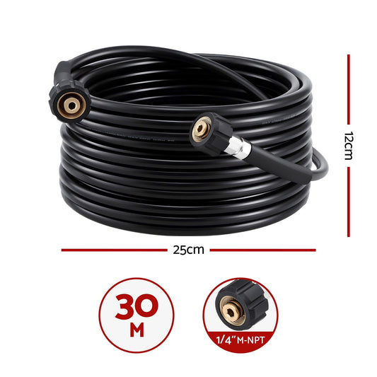 Giantz Pressure Washer Hose 30M 5800PSI Power Replacement Extension 1/4'' Quick Connect.