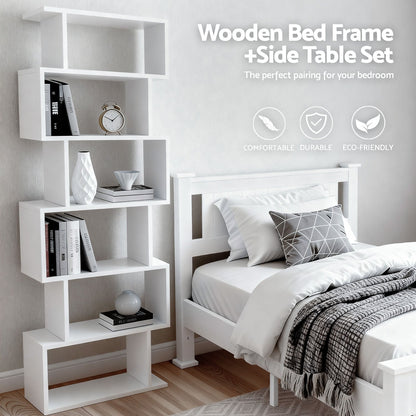 Artiss King Single Bed Frame and Bookshelf