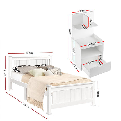 Artiss King Single Bed Frame and Bookshelf