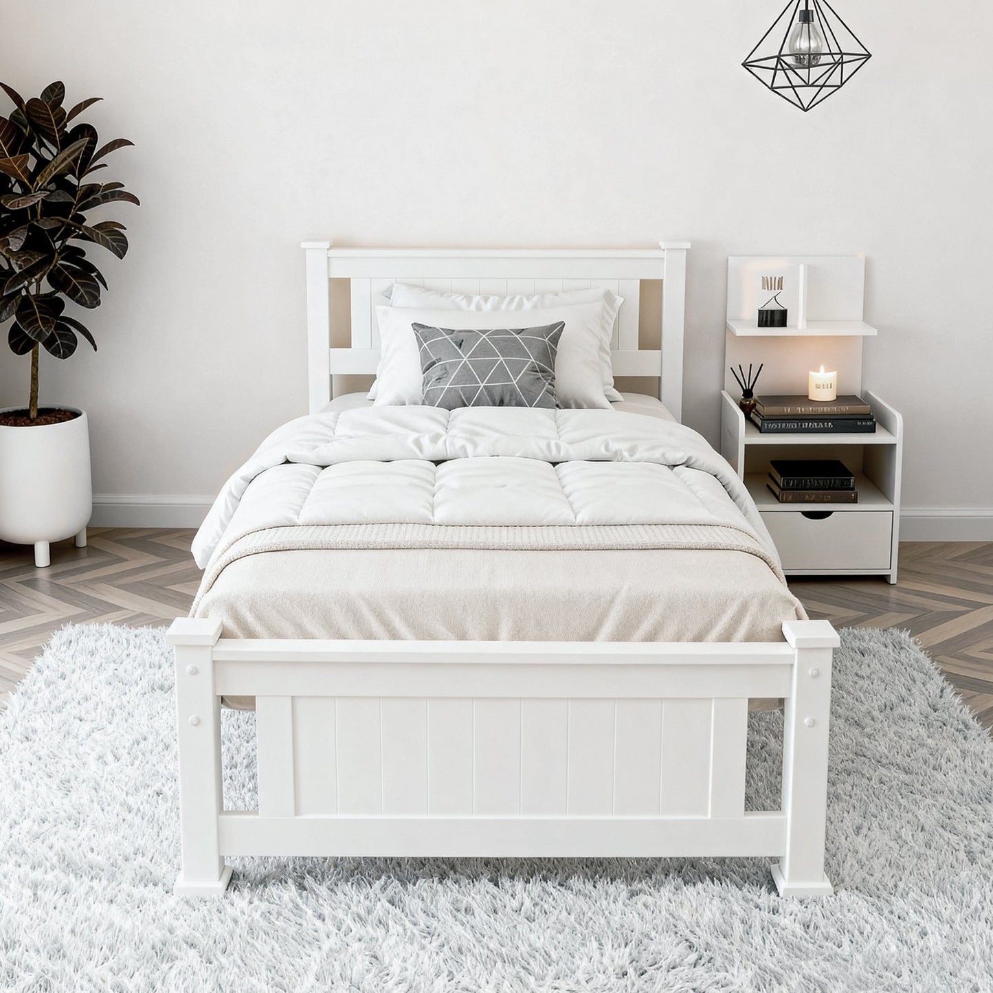 Artiss King Single Bed Frame and Bookshelf