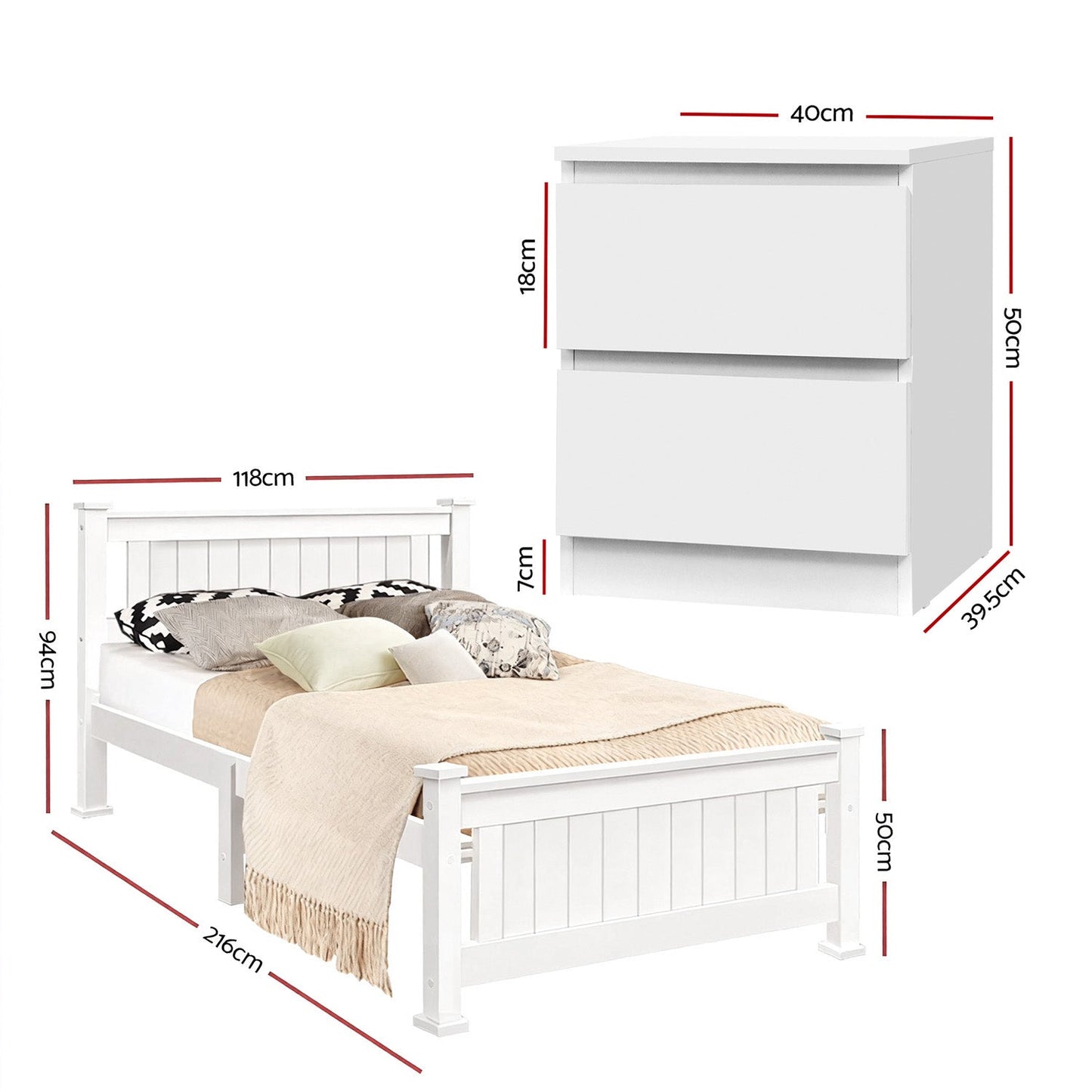 Artiss King Single Bed Frame and Bookshelf