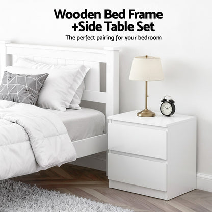 Artiss King Single Bed Frame and Bookshelf