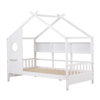 Artiss Kids Single Bed Frame House Bed Solid Wood Montessori Bed for Toddler White