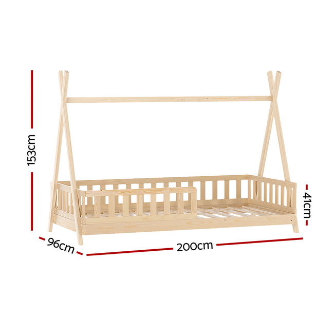 Artiss Bed Frame Wooden Kids House Frames Oak PUAH Main Image