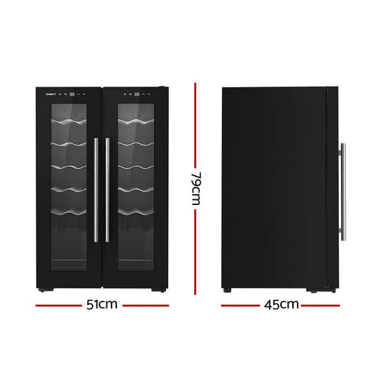 Devanti Wine Fridge Cooler Dual Zone 24 Bottles.