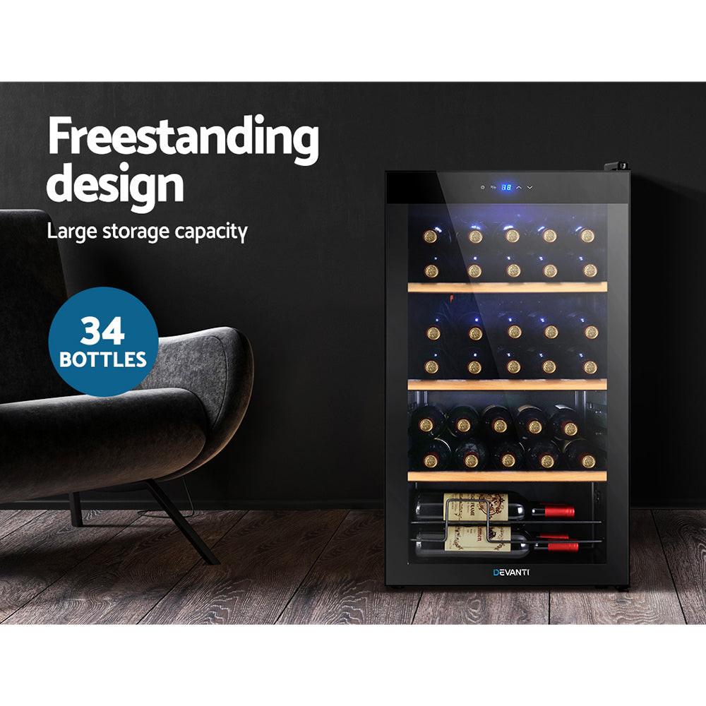 Devanti Wine Fridge Cooler 34 Bottles.