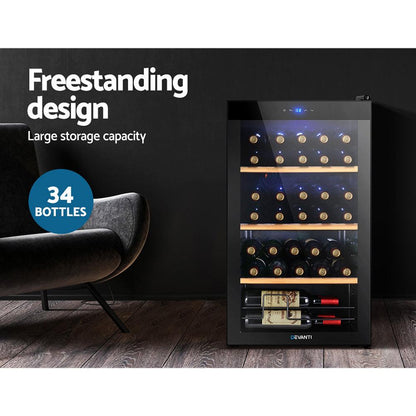 Devanti Wine Fridge Cooler 34 Bottles.