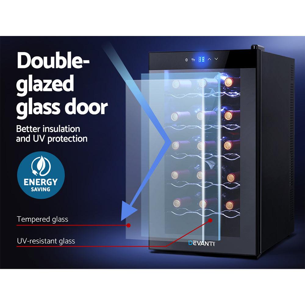 Devanti Wine Fridge Cooler 18 Bottles.