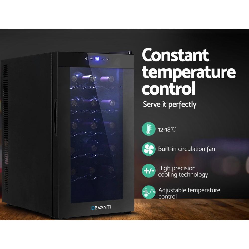 Devanti Wine Fridge Cooler 18 Bottles.