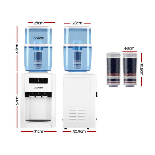 Devanti Water Cooler Dispenser Bench Top 22L w/2 Filter.