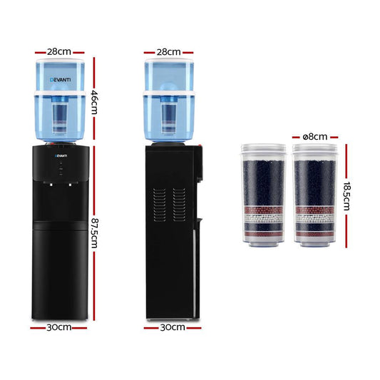 Devanti Water Cooler Dispenser Stand 22L Bottle Black w/2 Filter.