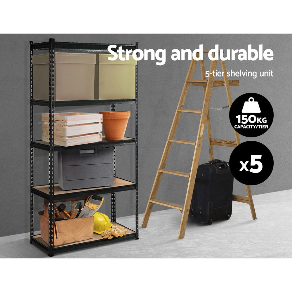 Giantz 5x1.5M Garage Shelving Warehouse Rack Pallet Racking Storage Shelve Black.