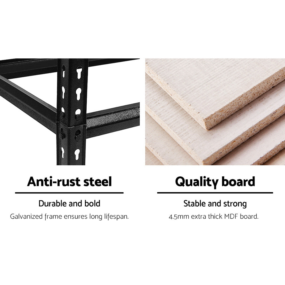 Giantz 5x1.5M Garage Shelving Warehouse Rack Pallet Racking Storage Shelve Black.