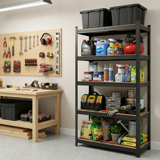 Giantz Garage Shelving 1.6X0.8m Warehouse Shelves Storage Rack Pallet Racking Black.