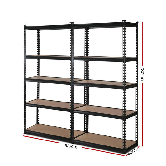 Giantz 2x1.8M Garage Shelving Warehouse Rack Pallet Racking Storage Shelve Black.
