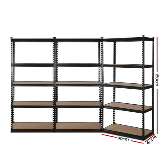Giantz 3x1.8M Garage Shelving Warehouse Rack Pallet Racking Storage Shelve Black.