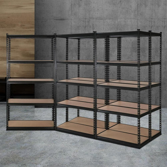 Giantz 5x1.8M Garage Shelving Warehouse Rack Pallet Racking Storage Shelve Black.