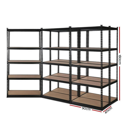 Giantz 5x1.8M Garage Shelving Warehouse Rack Pallet Racking Storage Shelve Black.