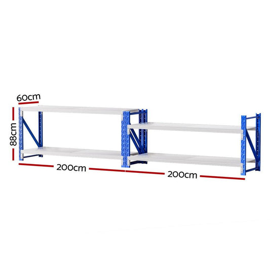 Giantz 2x 0.9M Garage Shelving Workbench Warehouse Rack.