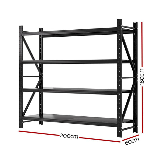 Giantz 2Mx1.8M Garage Shelving Warehouse Rack Pallet Racking Storage Shelf Black.
