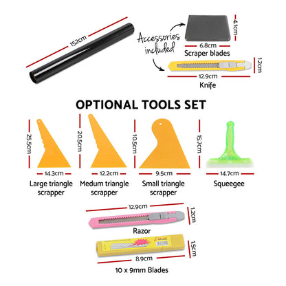 Giantz Window Tint Film Black Roll 15% VLT Home 152cm X 30m Tinting Tools Kit.