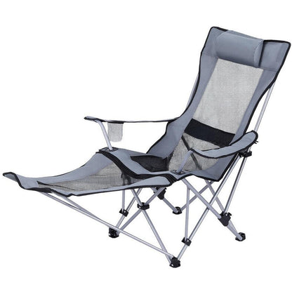 Weisshorn Camping Chair Adjustable Reclining Portable Outdoor Folding Chair Grey.