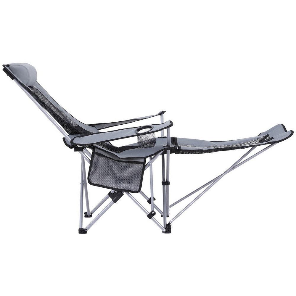 Weisshorn Camping Chair Adjustable Reclining Portable Outdoor Folding Chair Grey.