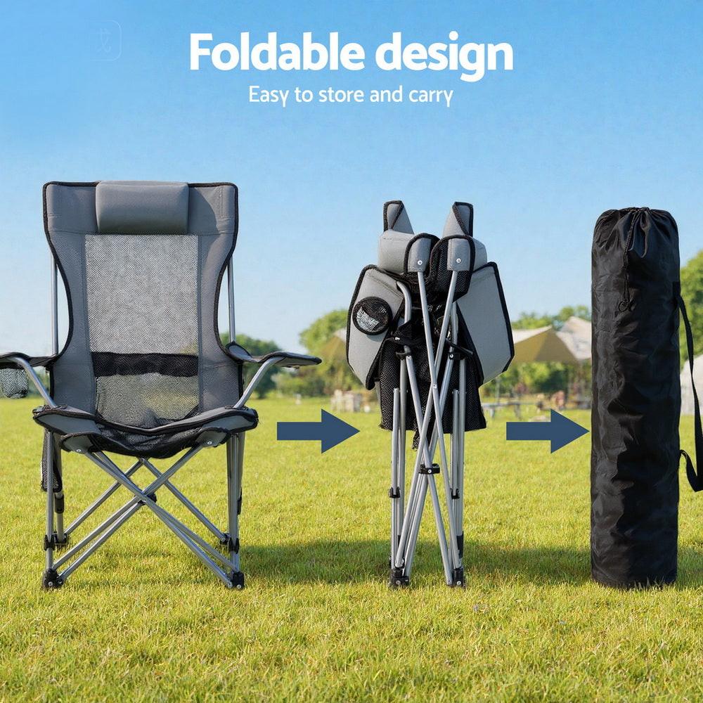Weisshorn Camping Chair Adjustable Reclining Portable Outdoor Folding Chair Grey.
