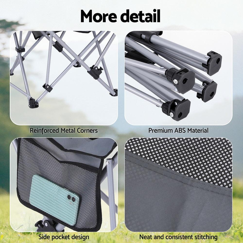 Weisshorn Camping Chair Adjustable Reclining Portable Outdoor Folding Chair Grey.