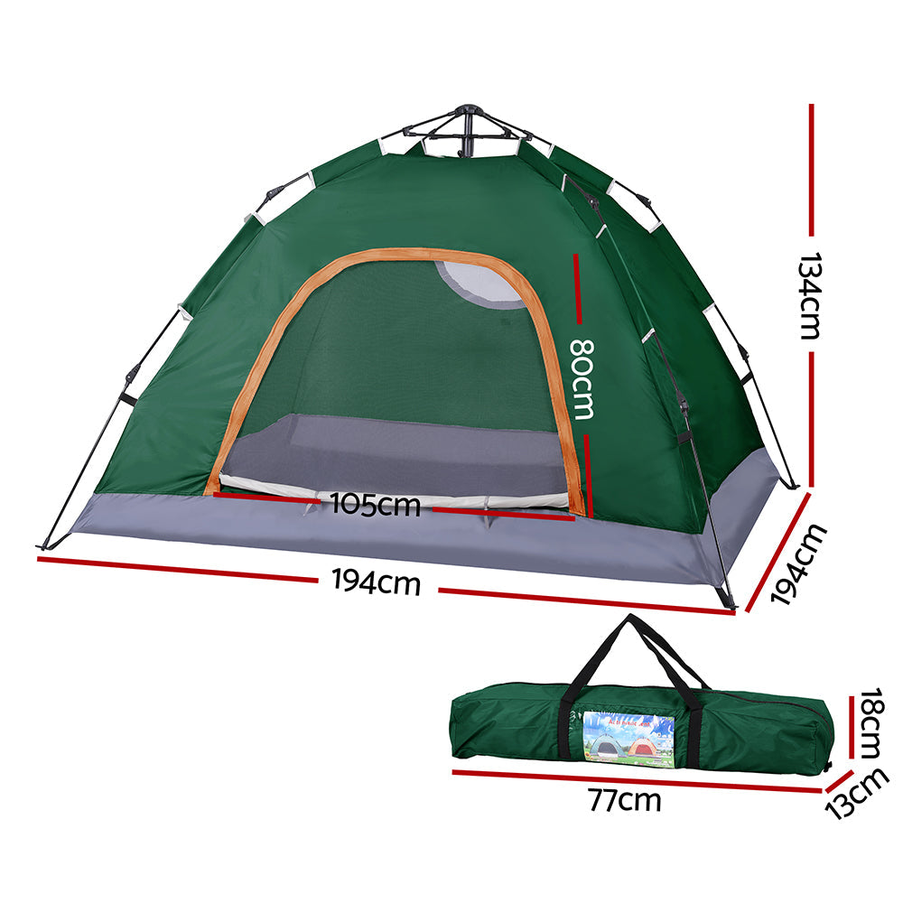 Weisshorn Camping Tent Instant Tent Pop up 2 Person Outdoor Hiking Tents Hiking Green.