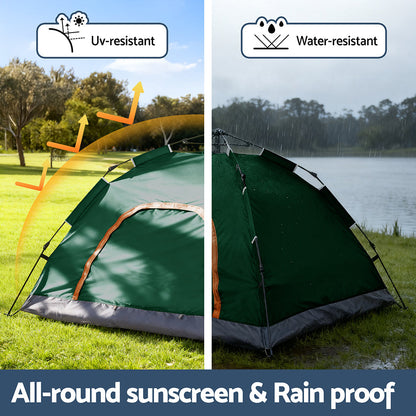 Weisshorn Camping Tent Instant Tent Pop up 2 Person Outdoor Hiking Tents Hiking Green.