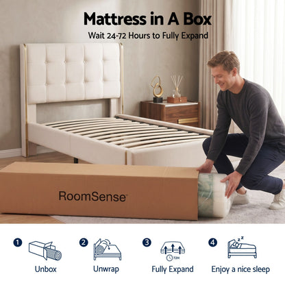 RoomSense Queen Mattress, 34cm Thick Medium Firm Hybrid Mattress for Back Pain Relief, Tencel Cooling Pocket Spring Mattress Queen Size in a Box